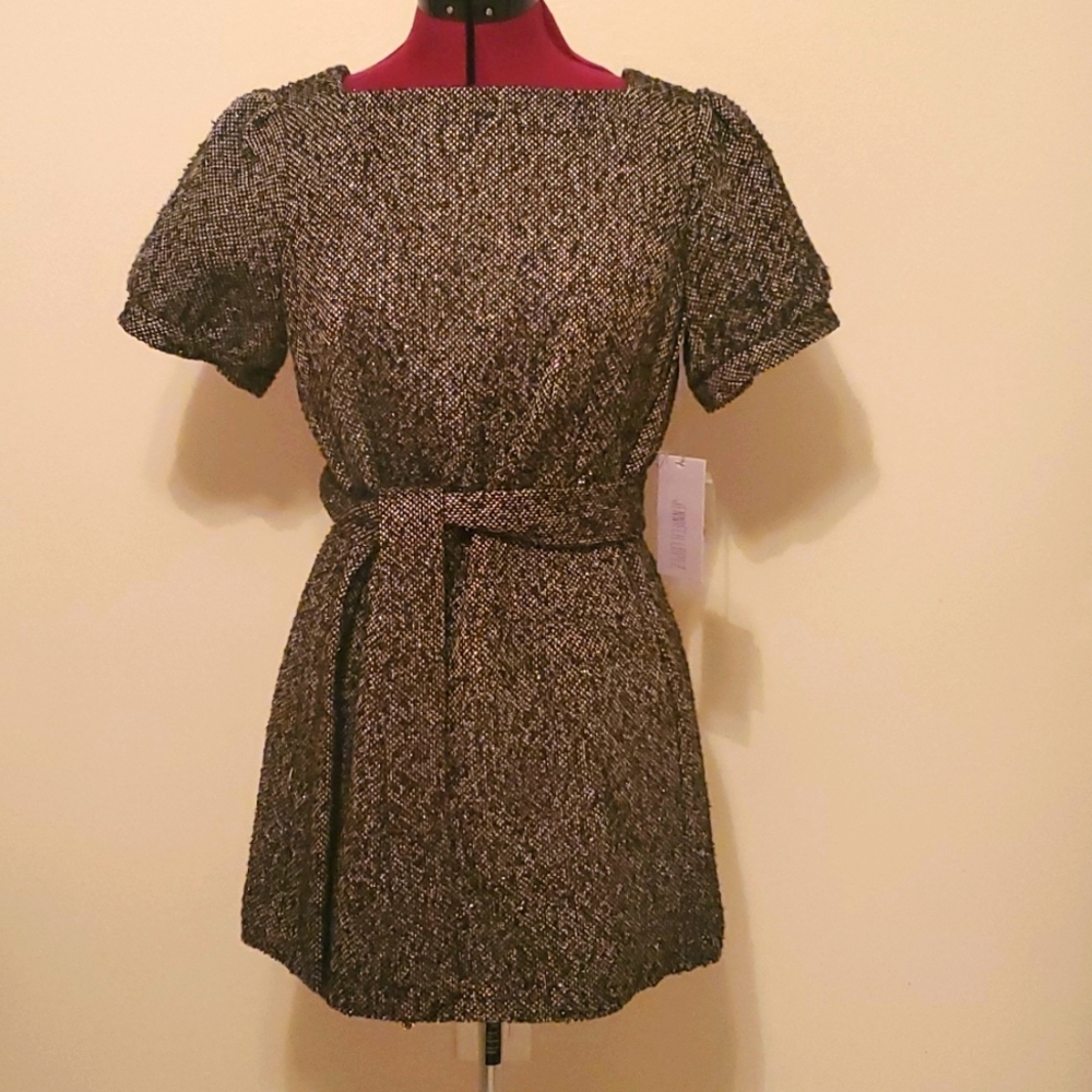 Jennifer Lopez Black and Gold Textured Dress